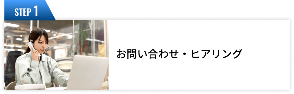 ステップ1、お問合せ、ヒアリング